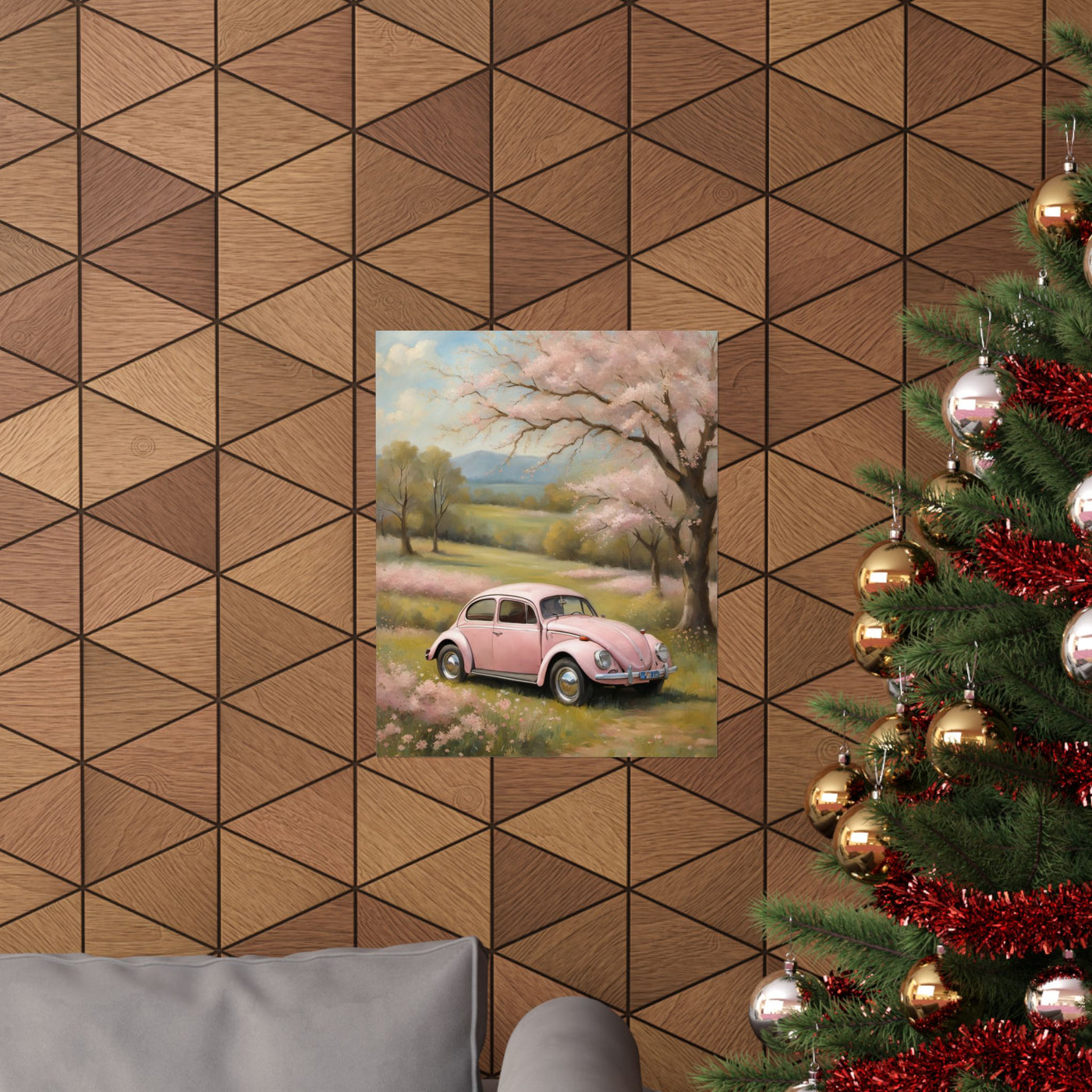 Vintage Pink Car Matte Vertical Poster Printify