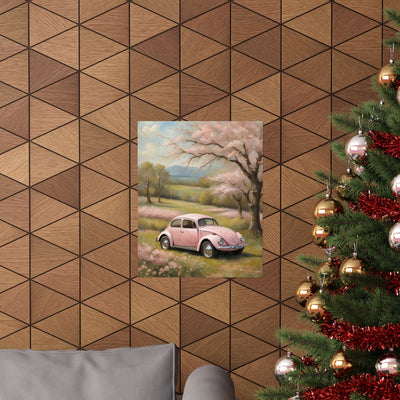 Vintage Pink Car Matte Vertical Poster Printify