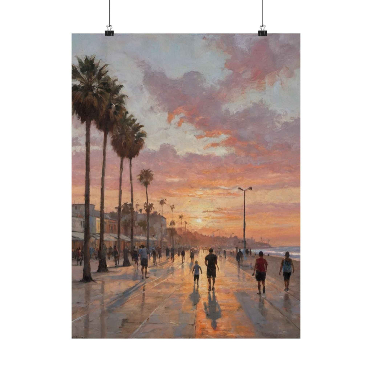 Sunset Boardwalk Poster — Matte Vertical Beachscape Wall Art