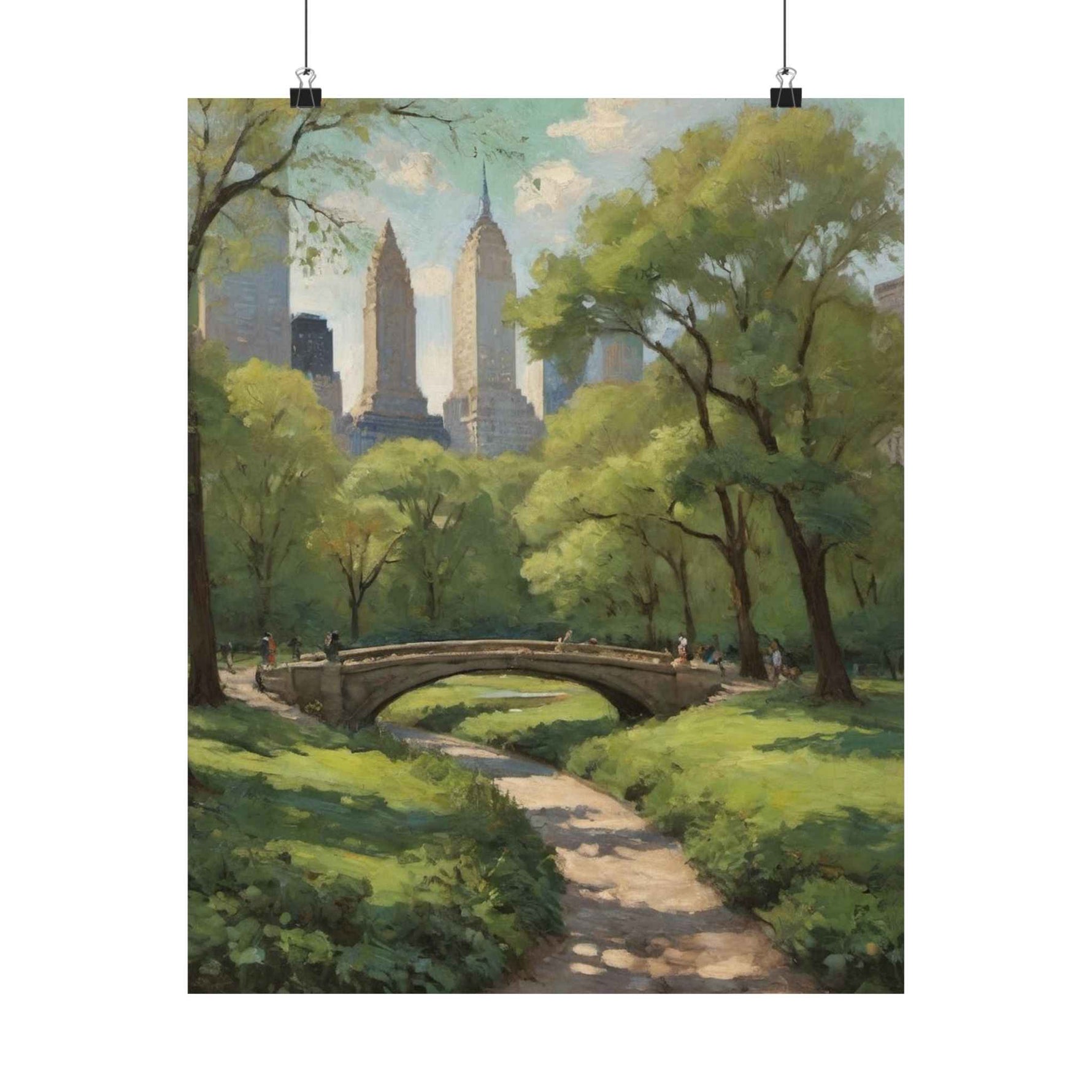 Central Park Bridge Matte Poster — Vintage NYC Landscape Wall Art