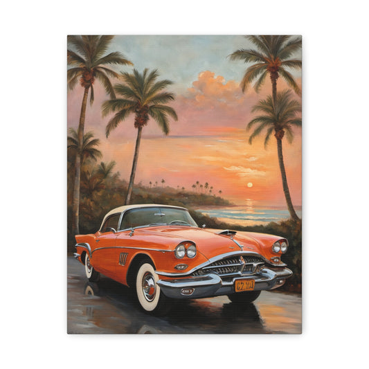 Vintage Car Artwork Canvas Print, Retro Wall Decor for Car Lovers, Classic Car Gift, Home Office Decoration, Automotive Art, Gift for Him