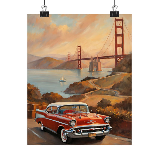 Vintage Car Poster, Nostalgic Wall Art, Home Decor, Great for Car Lovers, Gift for Retro Enthusiasts