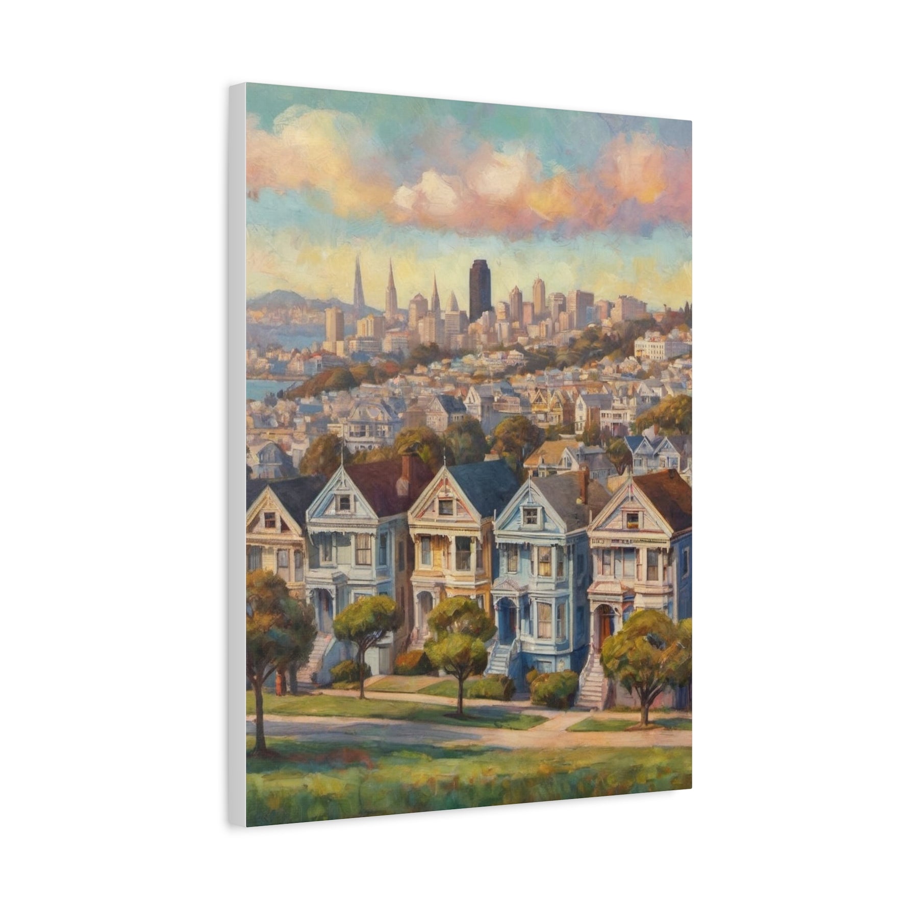 San Francisco Painted Skyline Canvas — Painted Ladies Wall Art (Matte Stretched) - AquilVision