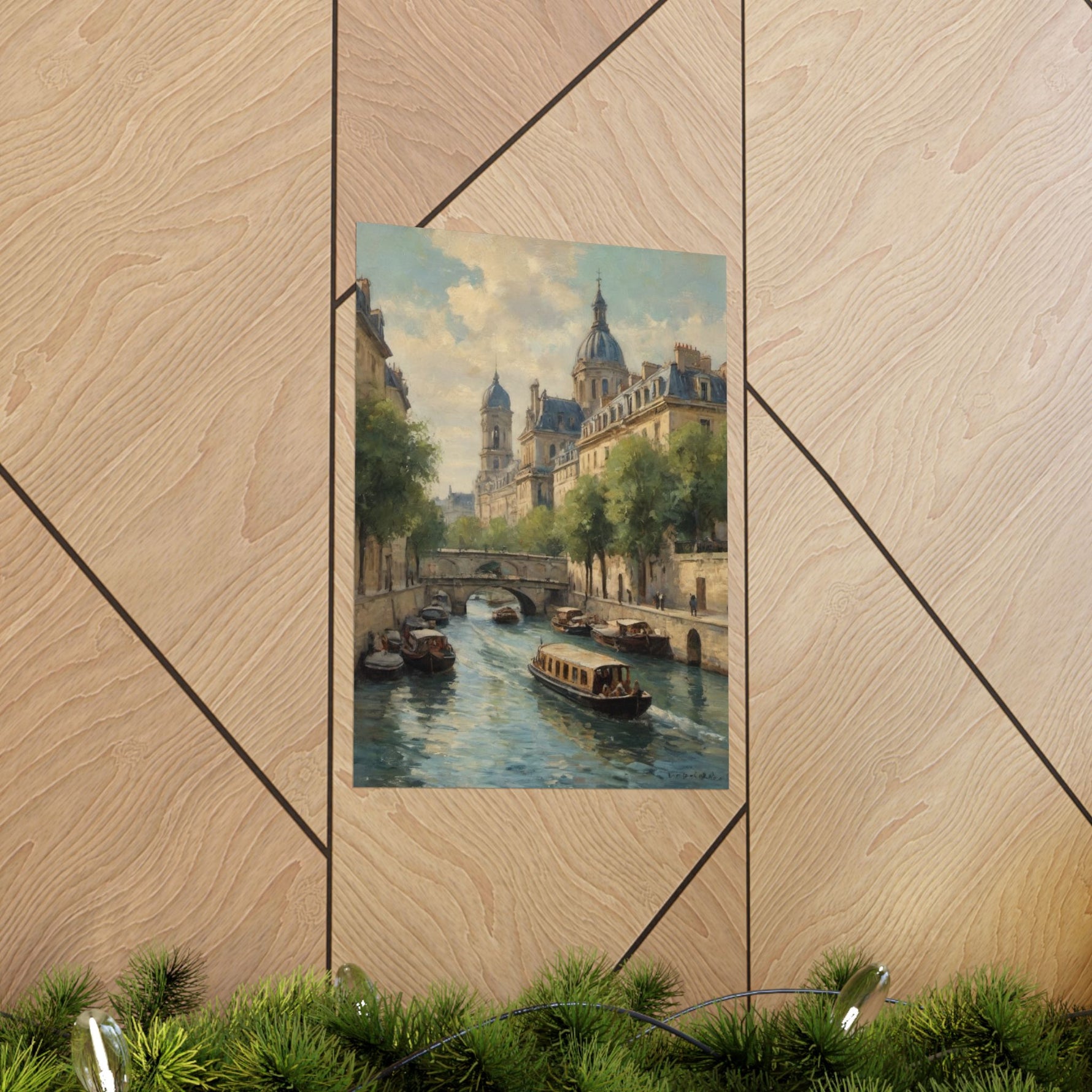 Paris Riverboat Matte Poster — Vintage European Cityscape Wall Art - AquilVision