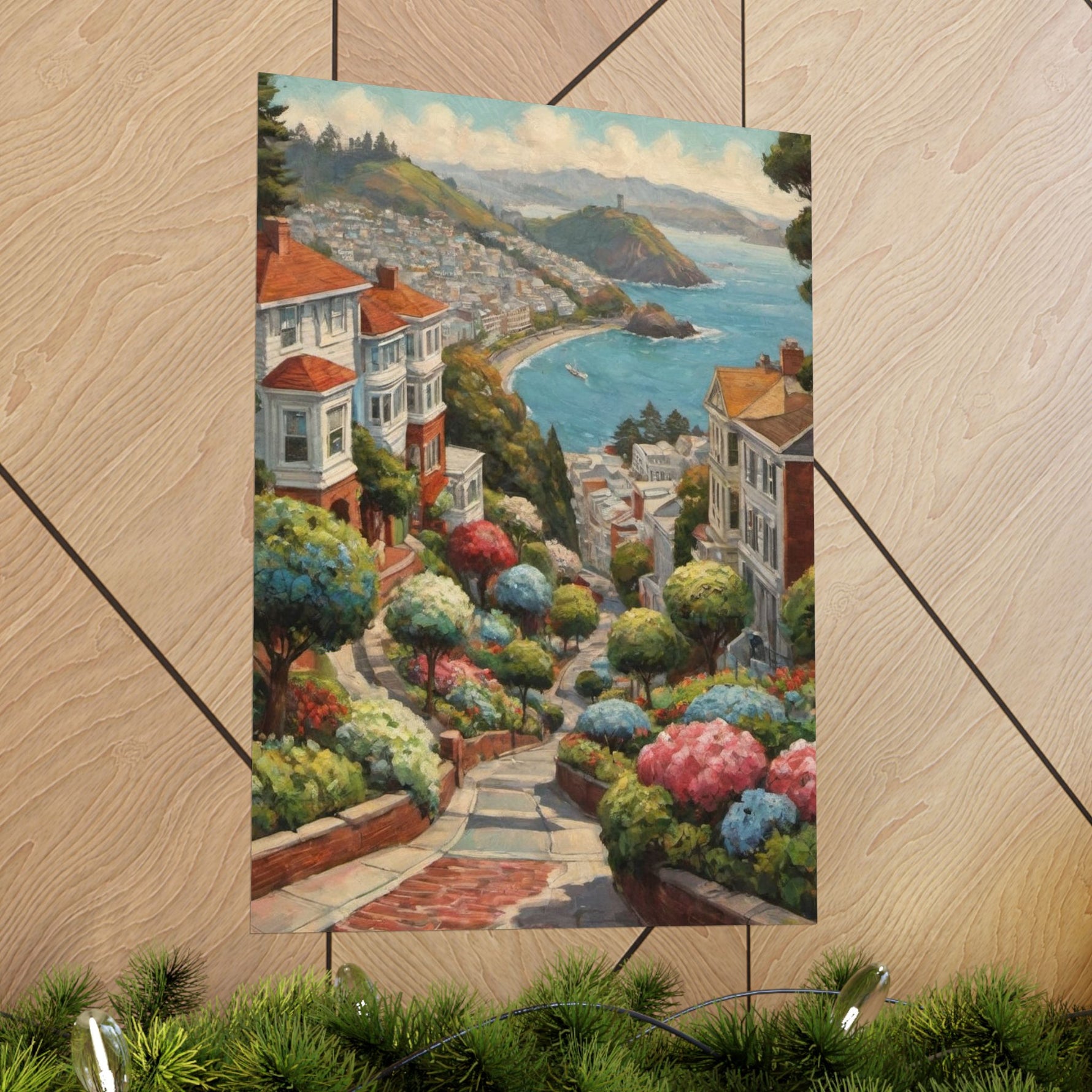Coastal Garden Street Matte Poster — Scenic San Francisco Bay Print - AquilVision
