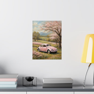 Vintage Pink Car Matte Vertical Poster Printify