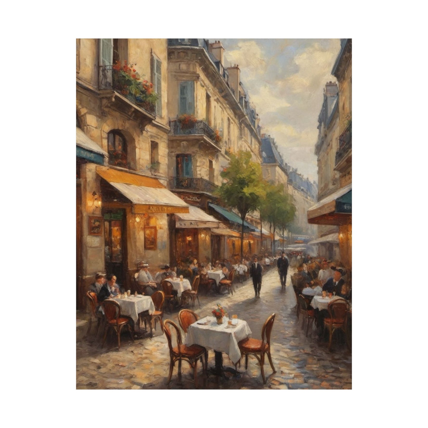 Paris Street Café Matte Poster — Vintage European Cityscape Wall Art - AquilVision
