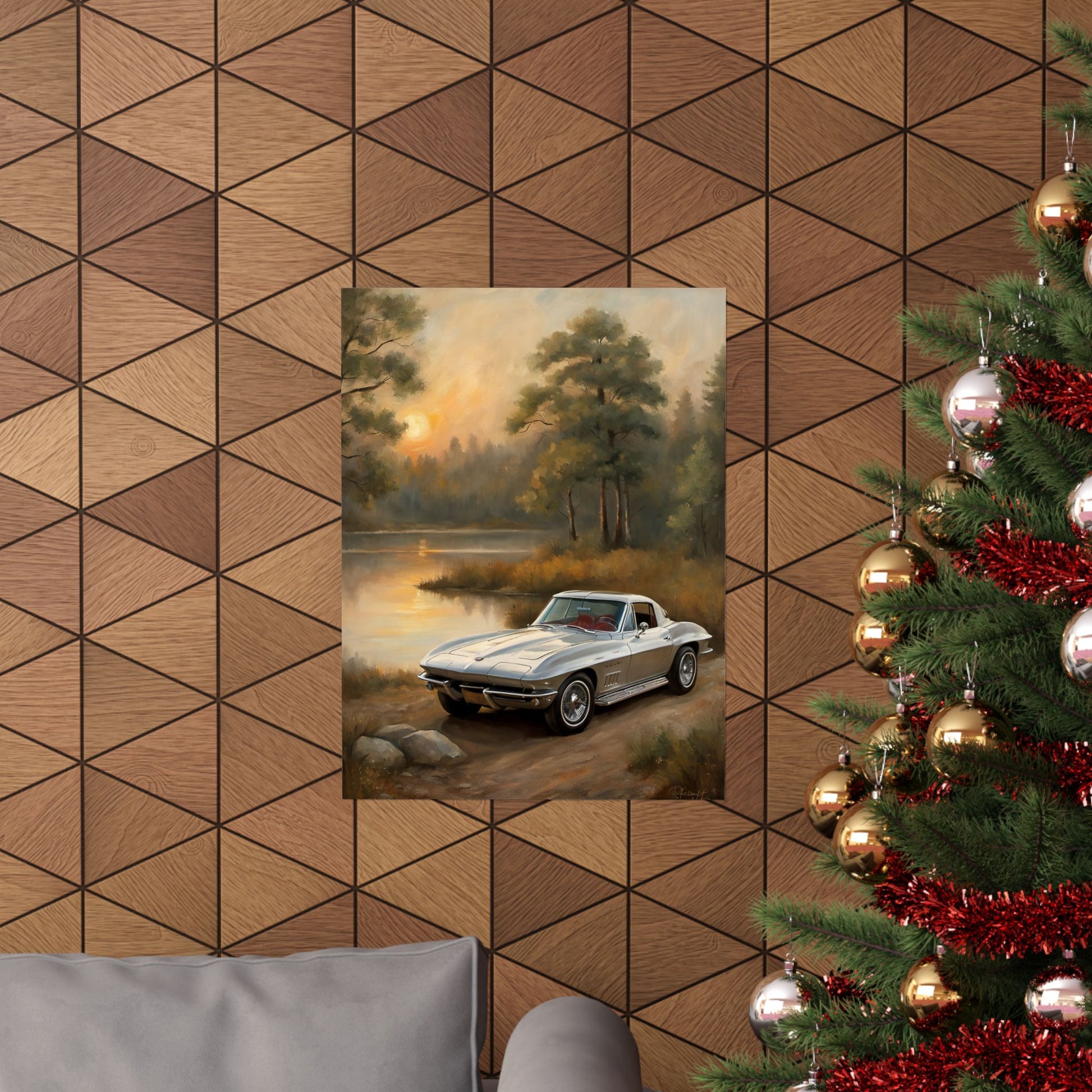 Classic Car Landscape Poster, Vintage Vehicle Decor, Automotive Wall Art, Retro Home Decoration, Perfect Gift for Car Lovers Printify