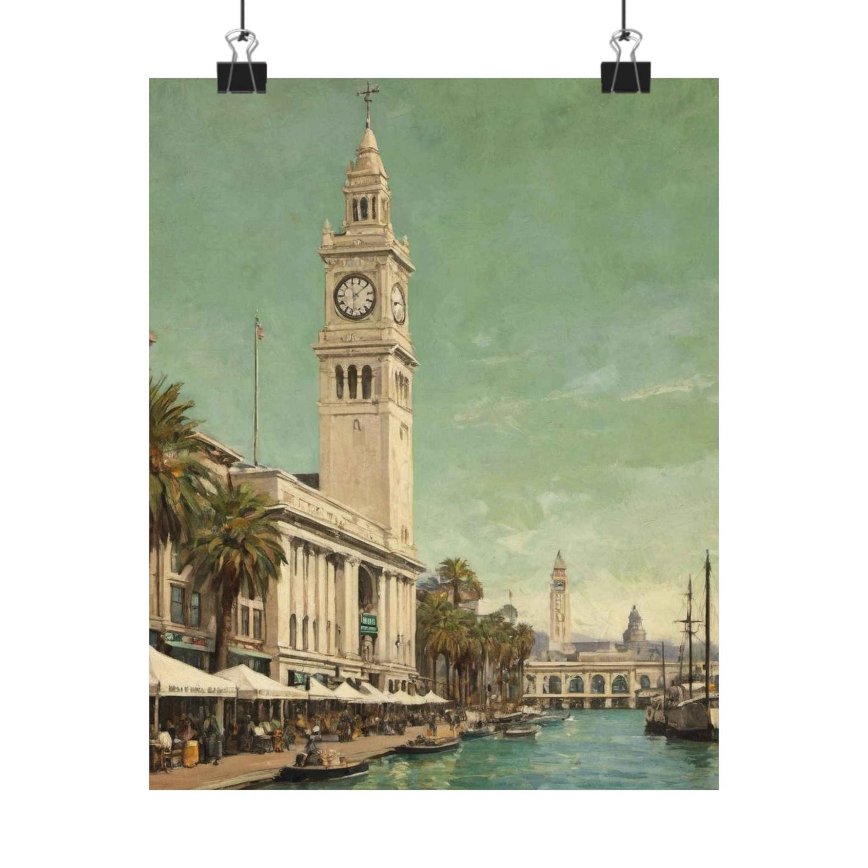 Vintage Coastal Clock Tower Poster - AquilVision