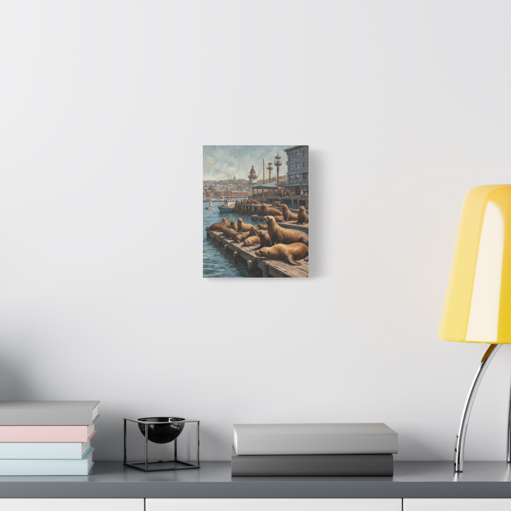 Sea Lions on Pier Matte Canvas Print — Nautical Coastal Wall Art - AquilVision