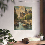 Paris Riverboat Matte Poster — Vintage European Cityscape Wall Art - AquilVision