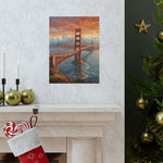 Golden Gate Bridge Sunset Poster - Matte Vertical Travel Wall Art - AquilVision