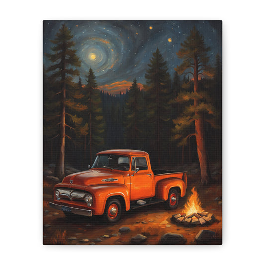 Rustic Truck Canvas Art Print, Vintage Decor, Camping Wall Art, Home Interior Decor, Gift for Nature Lovers, Cozy Cabin Vibes