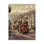 San Francisco Cable Car Poster — Vintage Coastal Cityscape Matte Vertical Print - AquilVision