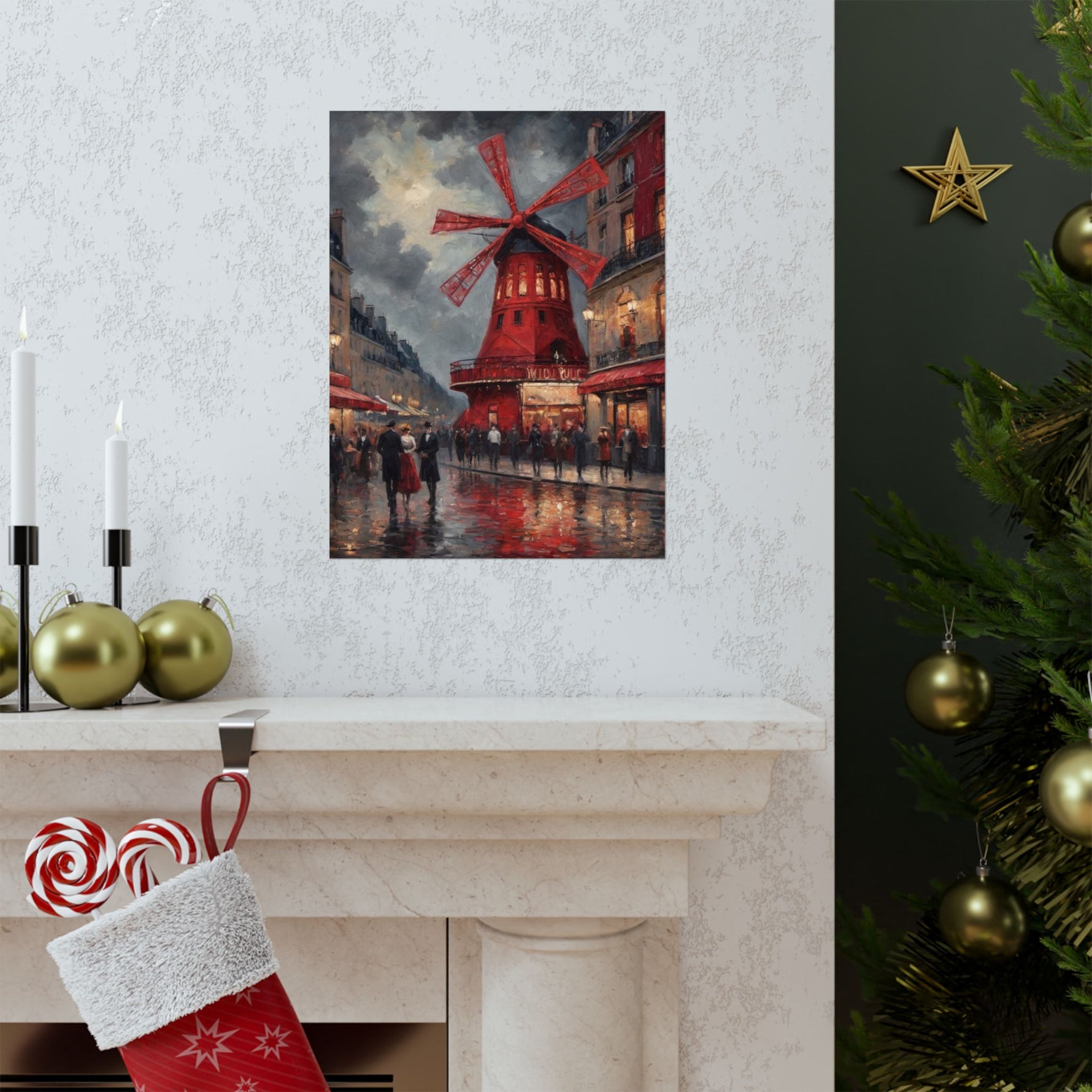 Vintage Paris Moulin Rouge Matte Poster — Romantic City Street Art Print - AquilVision