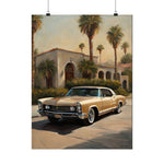 Vintage Convertible Poster — Palm Tree Classic Car Matte Vertical Print