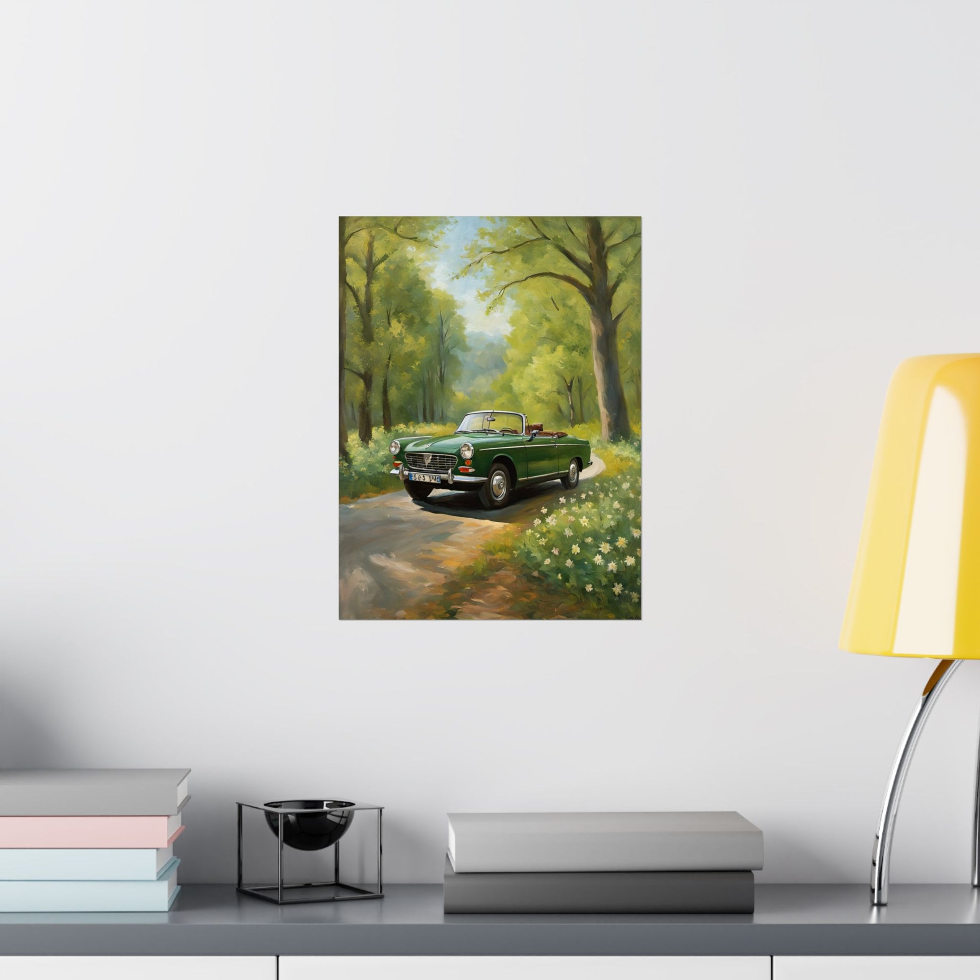 Vintage Convertible Car Art Print, Matte Vertical Posters for Home Decor, Classic Car Wall Art, Nature Lover Gift, Retro Car Aesthetic Printify