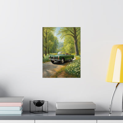 Vintage Convertible Car Art Print, Matte Vertical Posters for Home Decor, Classic Car Wall Art, Nature Lover Gift, Retro Car Aesthetic Printify