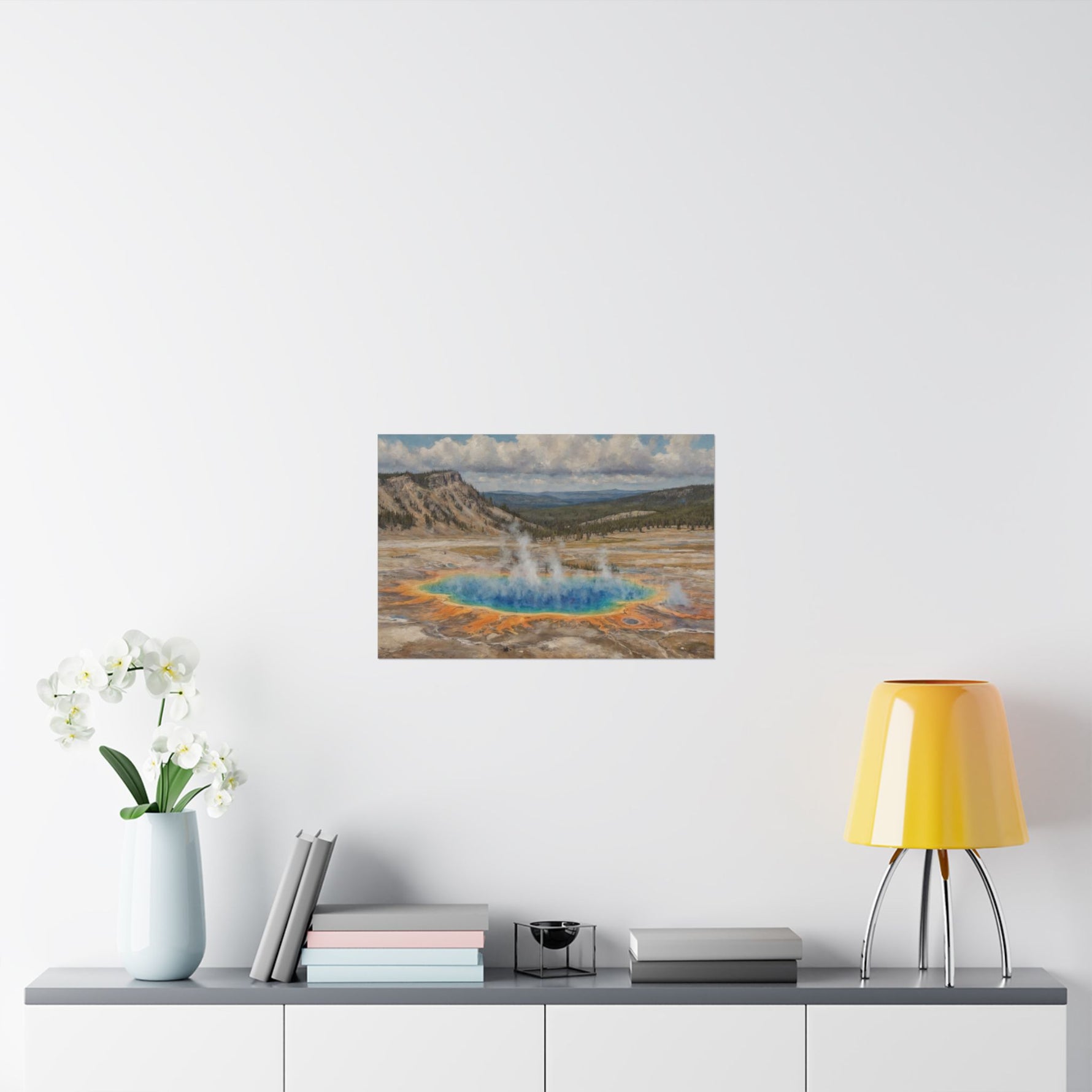 Yellowstone Grand Prismatic Spring Matte Horizontal Poster — Scenic National Park Landscape Wall Art - AquilVision