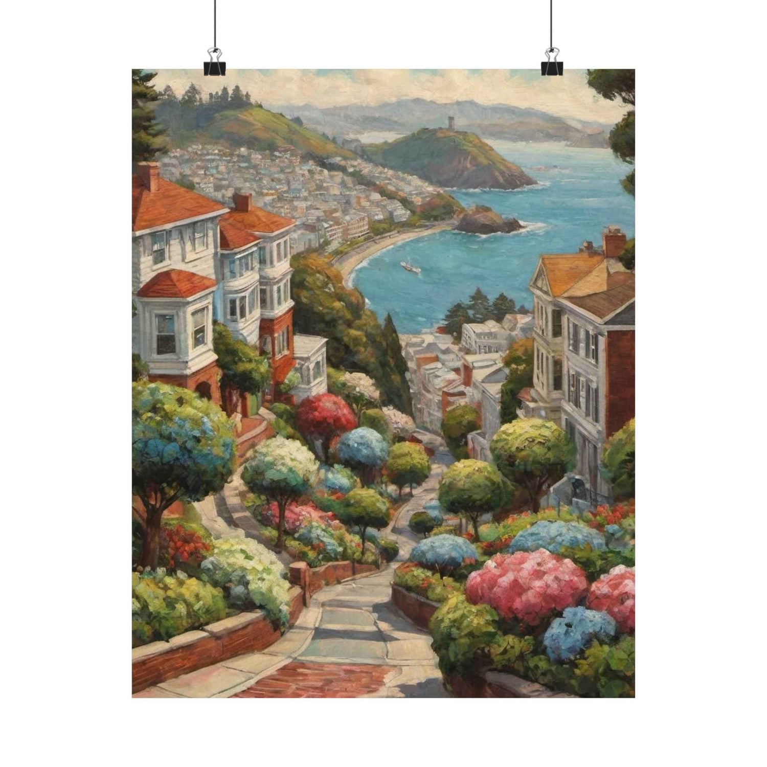 Coastal Garden Street Matte Poster — Scenic San Francisco Bay Print - AquilVision