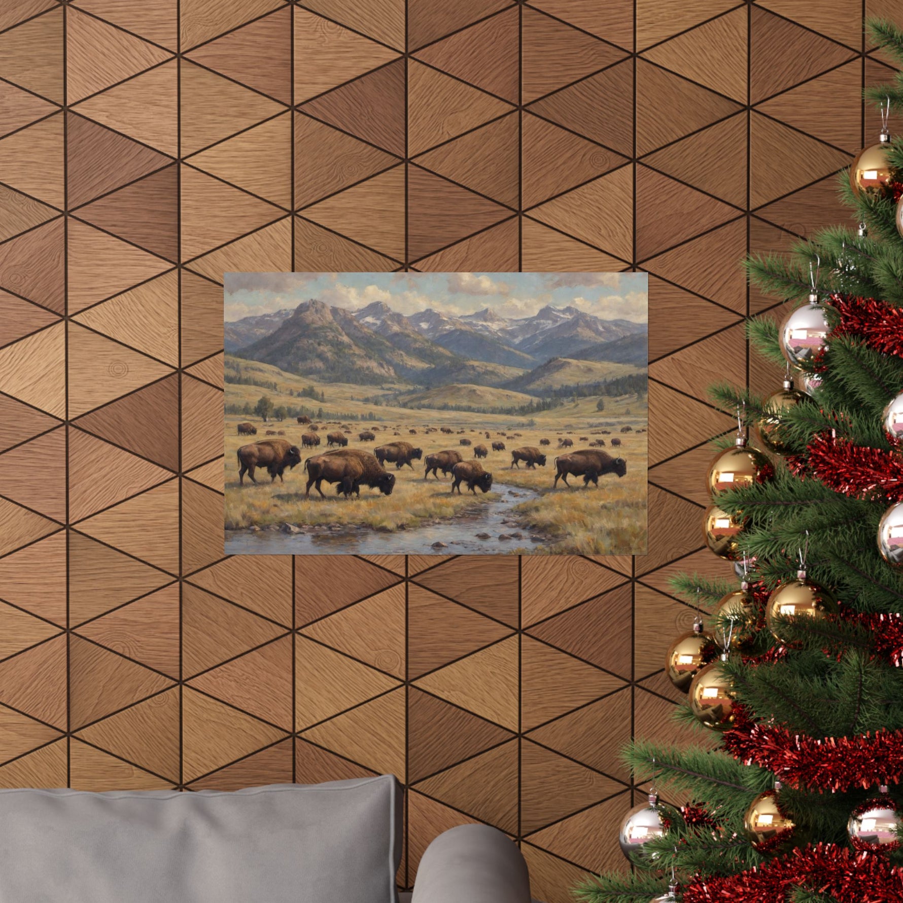 Bison Prairie Yellowstone Matte Poster — Horizontal Wildlife Wall Art - AquilVision