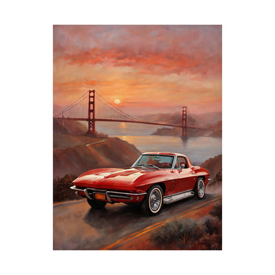 Retro Car Art Print, Matte Vertical Poster, Classic Car Decor, Wall Art, Gift for Car Lovers, Retro Home Decor Printify