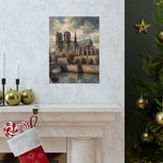 Notre Dame Seine River Matte Poster — Vintage Paris Architecture Wall Art - AquilVision