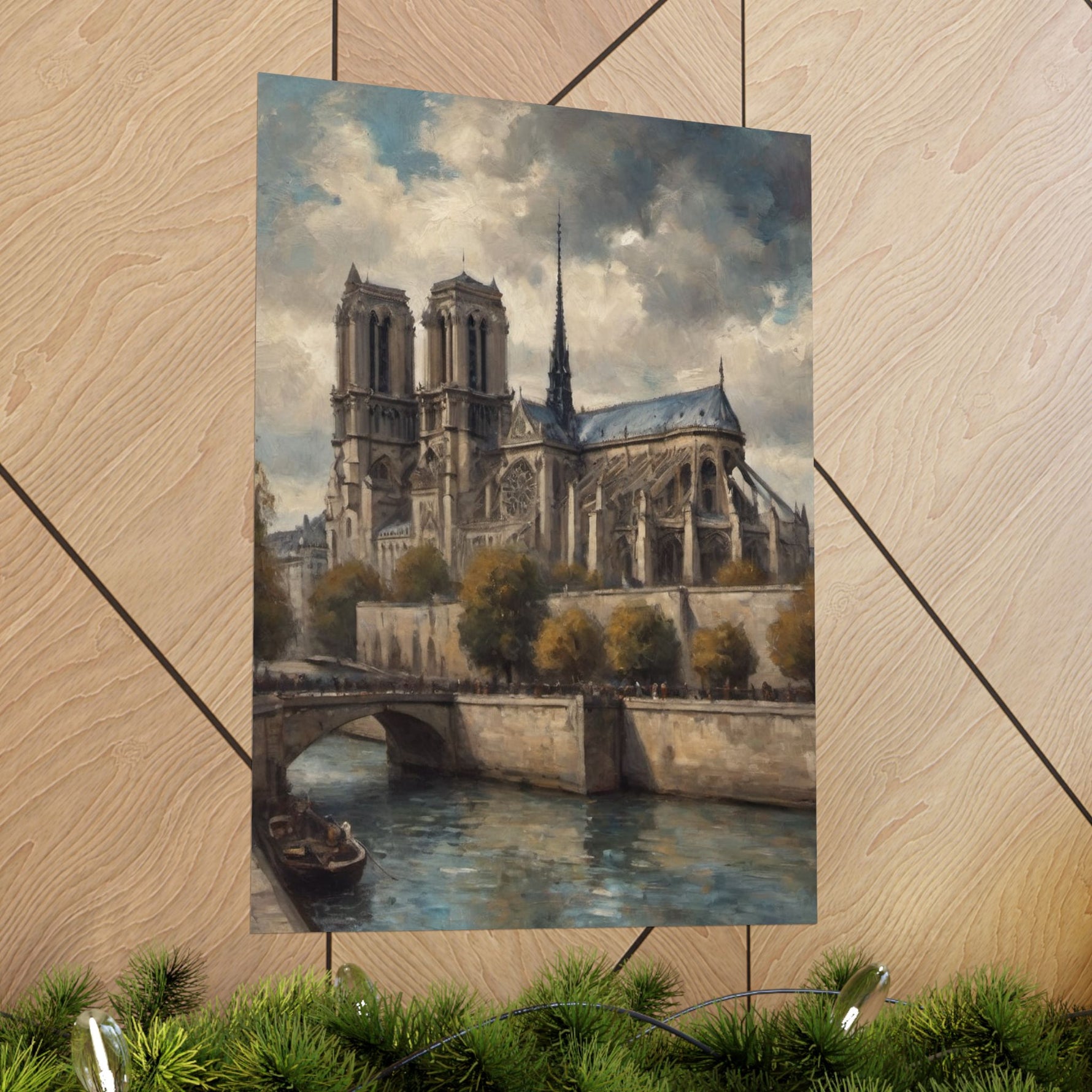 Notre Dame Seine River Matte Poster — Vintage Paris Architecture Wall Art - AquilVision