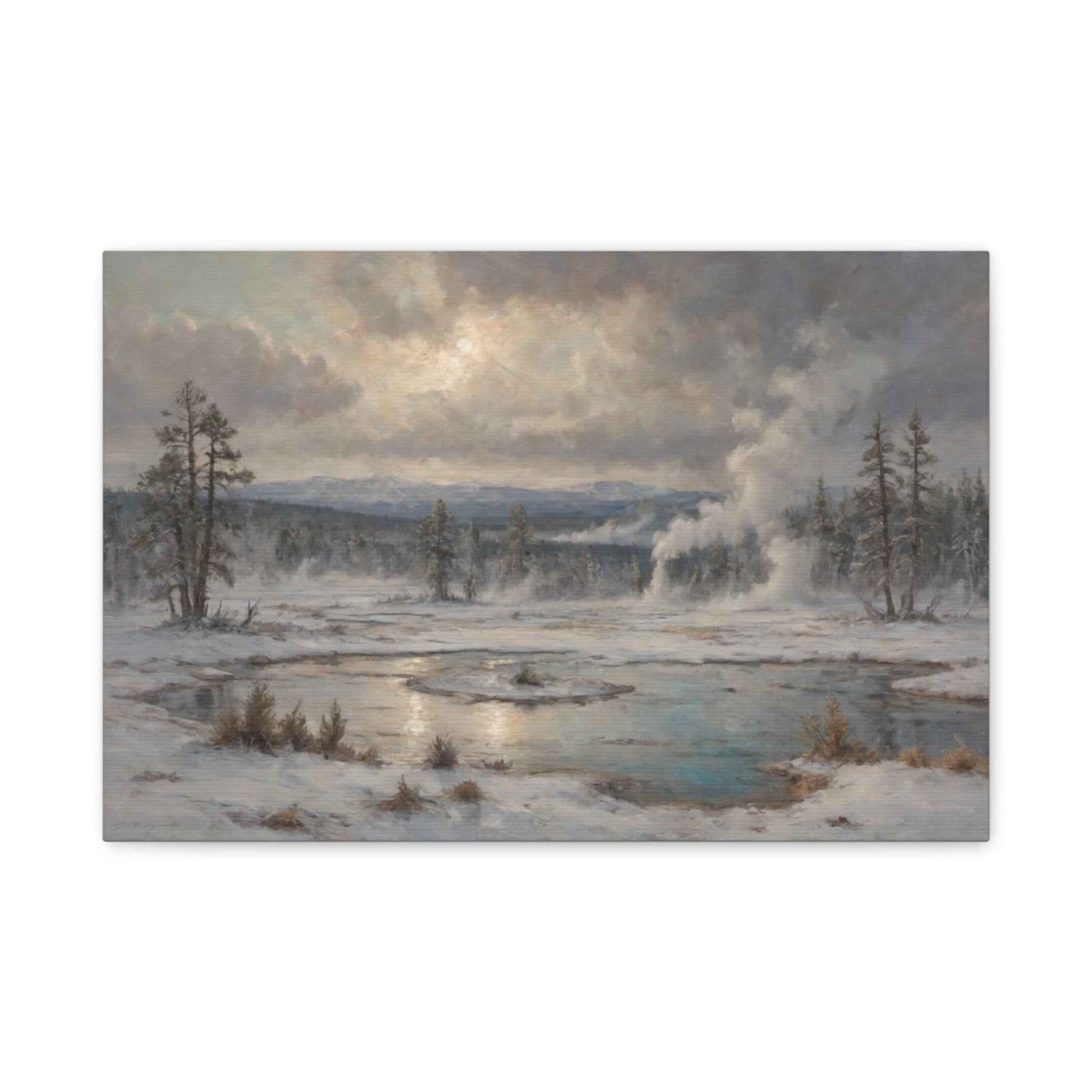 Winter Geothermal Landscape Canvas Print - AquilVision