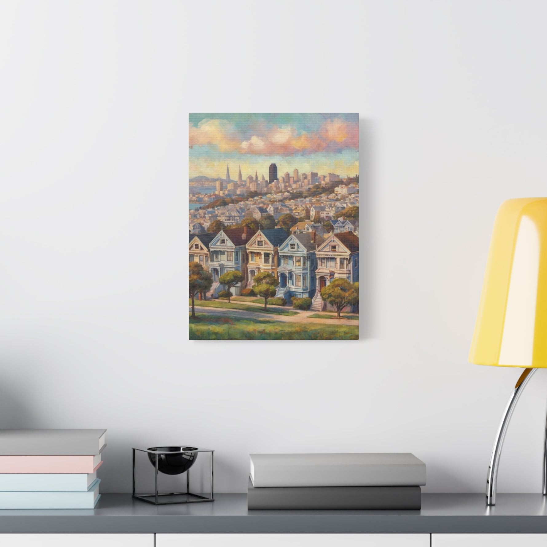 San Francisco Painted Skyline Canvas — Painted Ladies Wall Art (Matte Stretched) - AquilVision