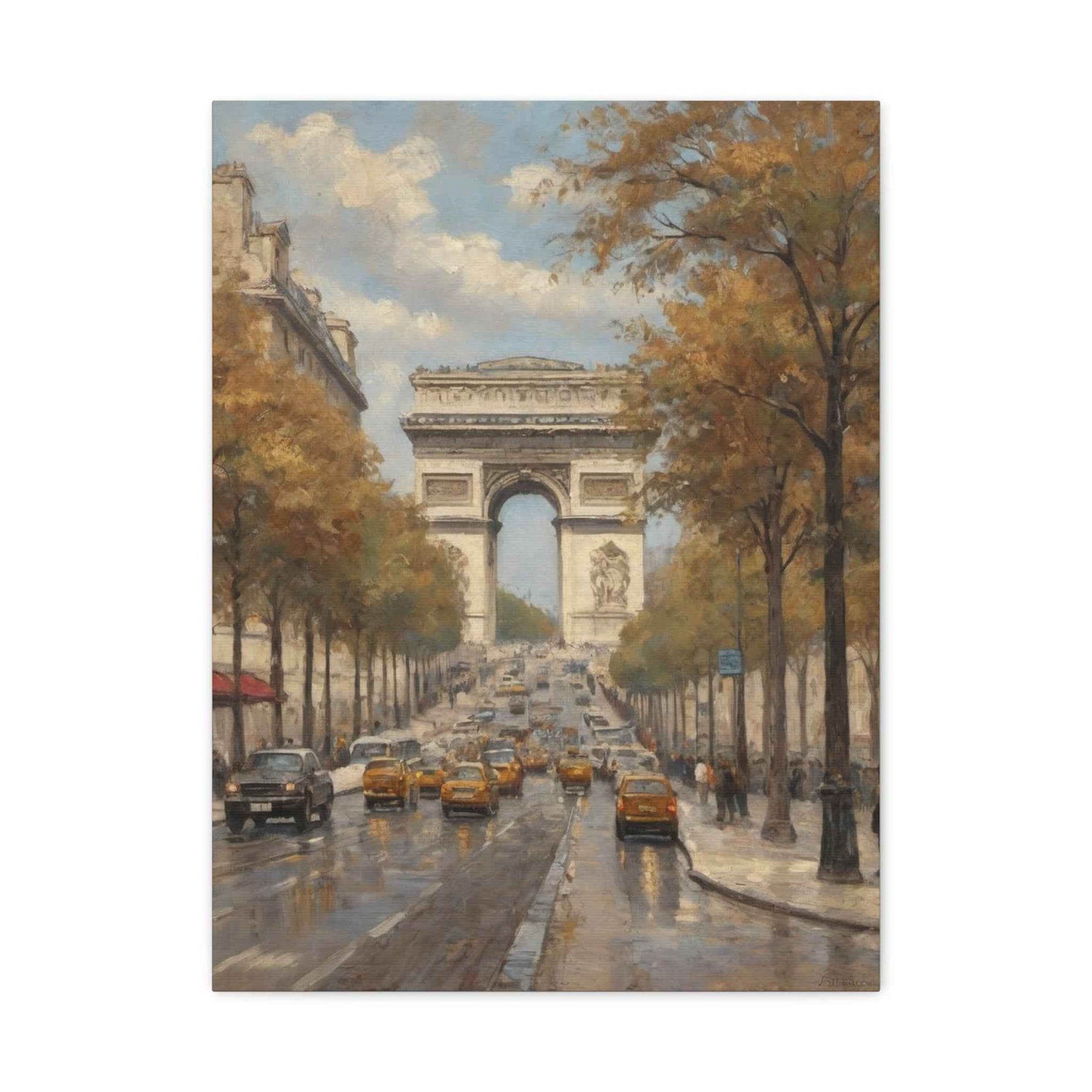 Paris Arc de Triomphe Canvas Wall Art — Autumn Street Scene - AquilVision