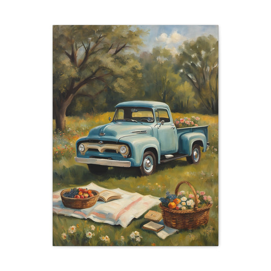 Vintage Truck Canvas Art Print, Farmhouse Decor, Wall Art, Rustic Home Decoration, Gift Idea for Nature Lovers