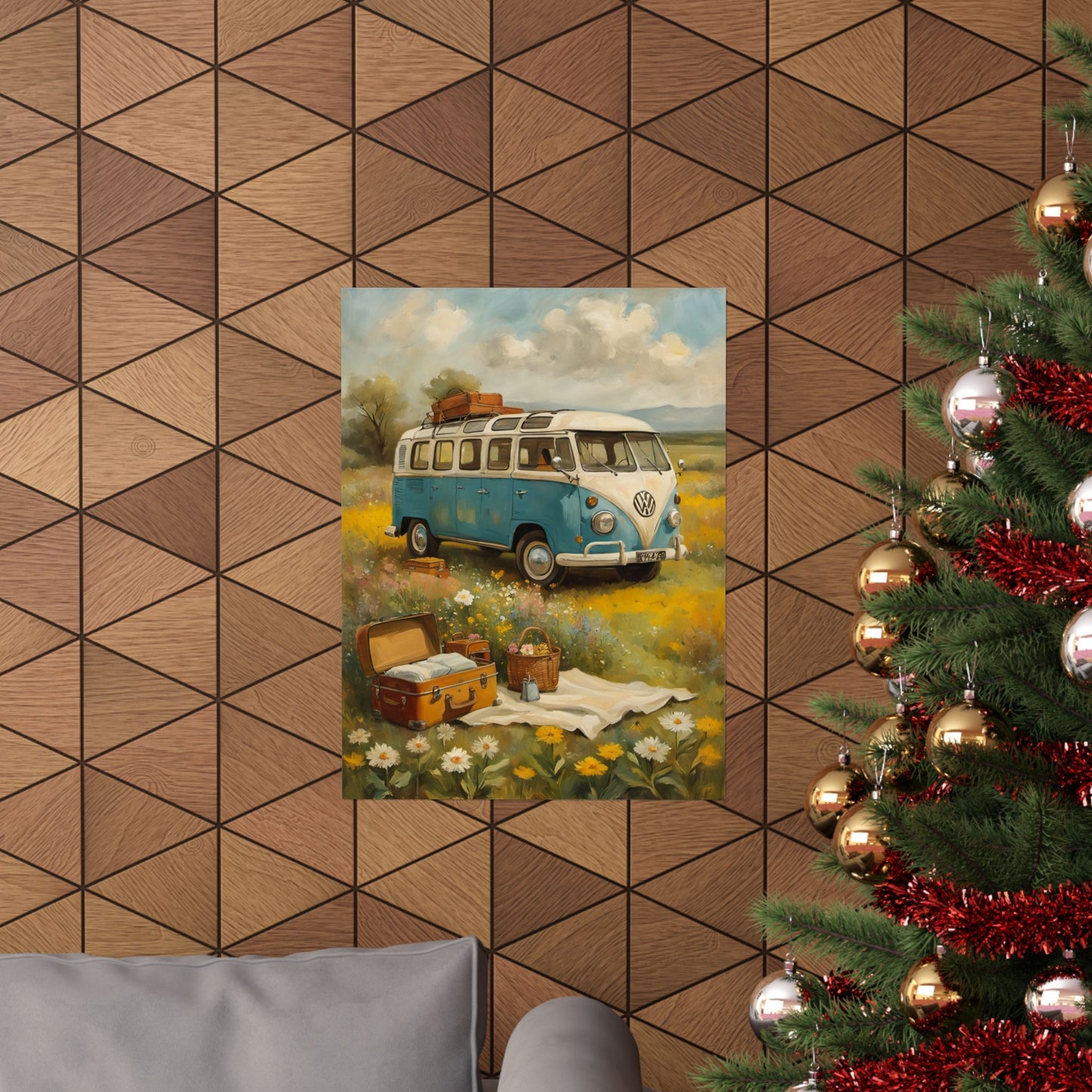 Vintage VW Bus Matte Vertical Posters, Bohemian Wall Art Prints, Travel Decor, Room Aesthetic, Gift for Adventure Lovers - AquilVision