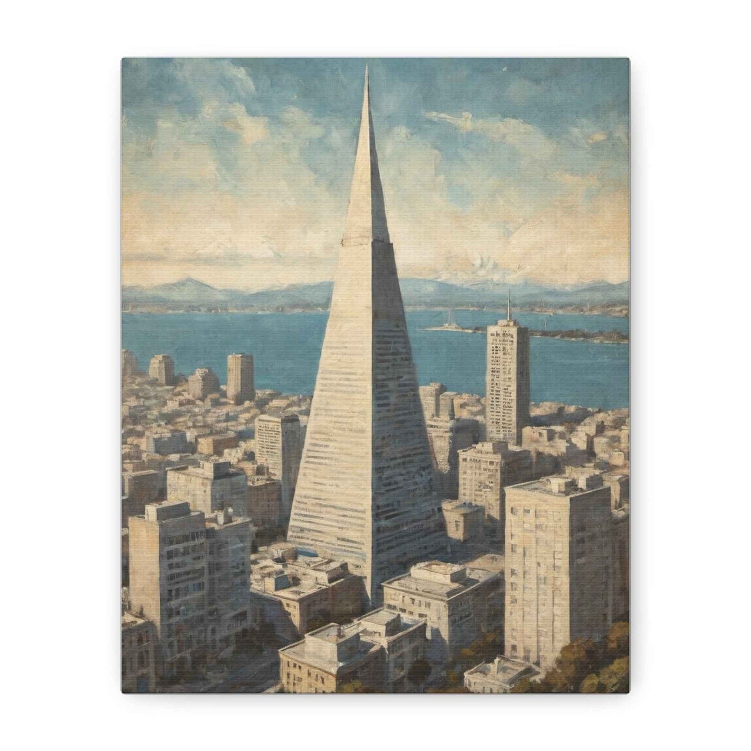 Transamerica Pyramid Matte Canvas Print — Vintage San Francisco Cityscape Wall Art - AquilVision