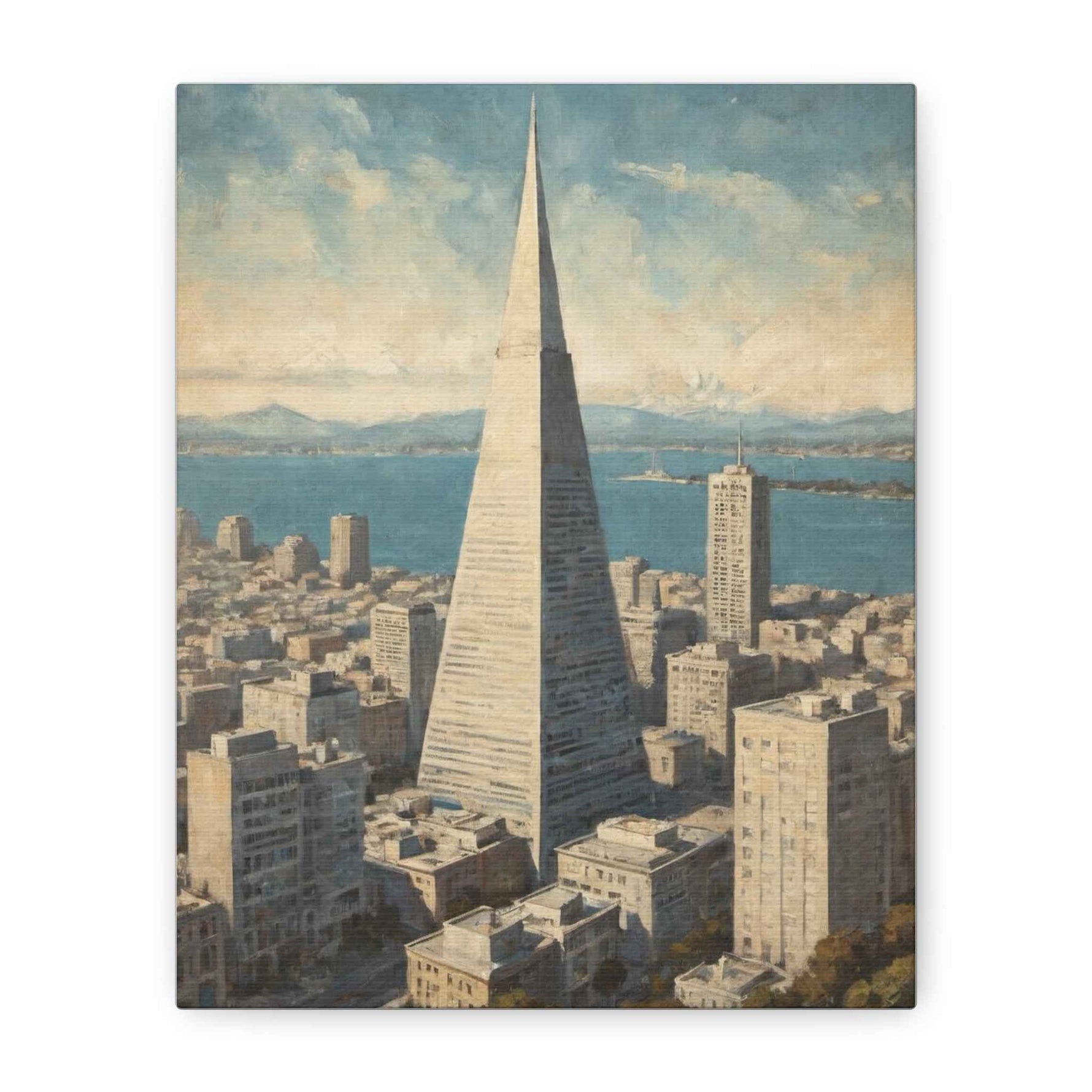 Transamerica Pyramid Matte Canvas Print — Vintage San Francisco Cityscape Wall Art - AquilVision