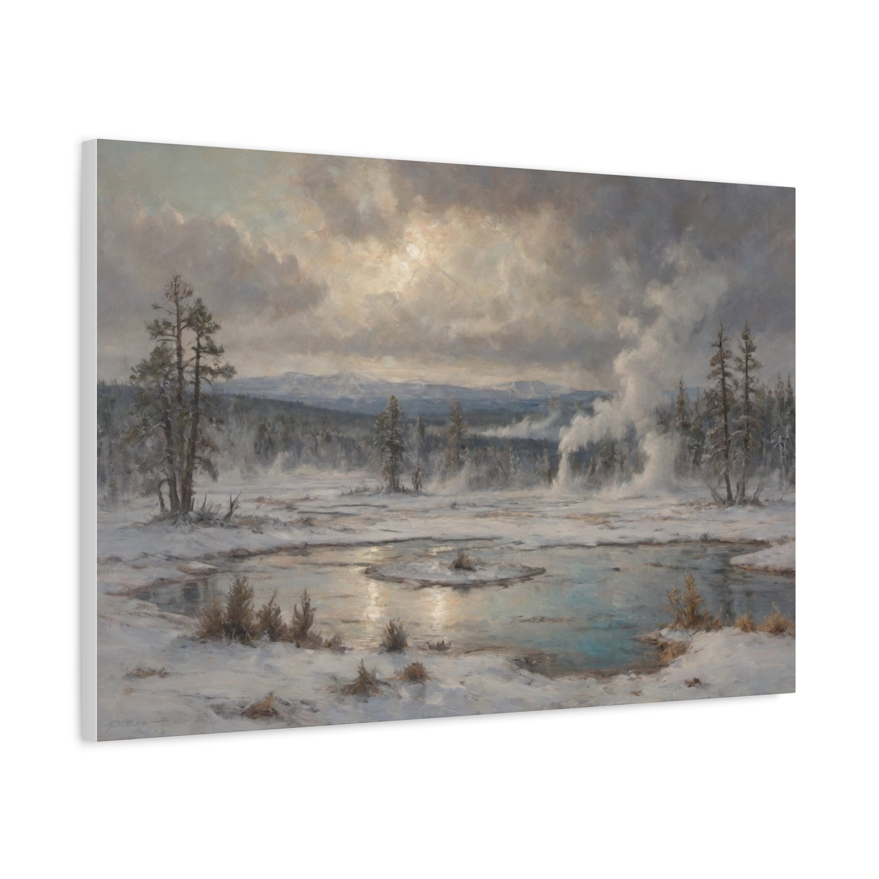 Winter Geothermal Landscape Canvas Print - AquilVision