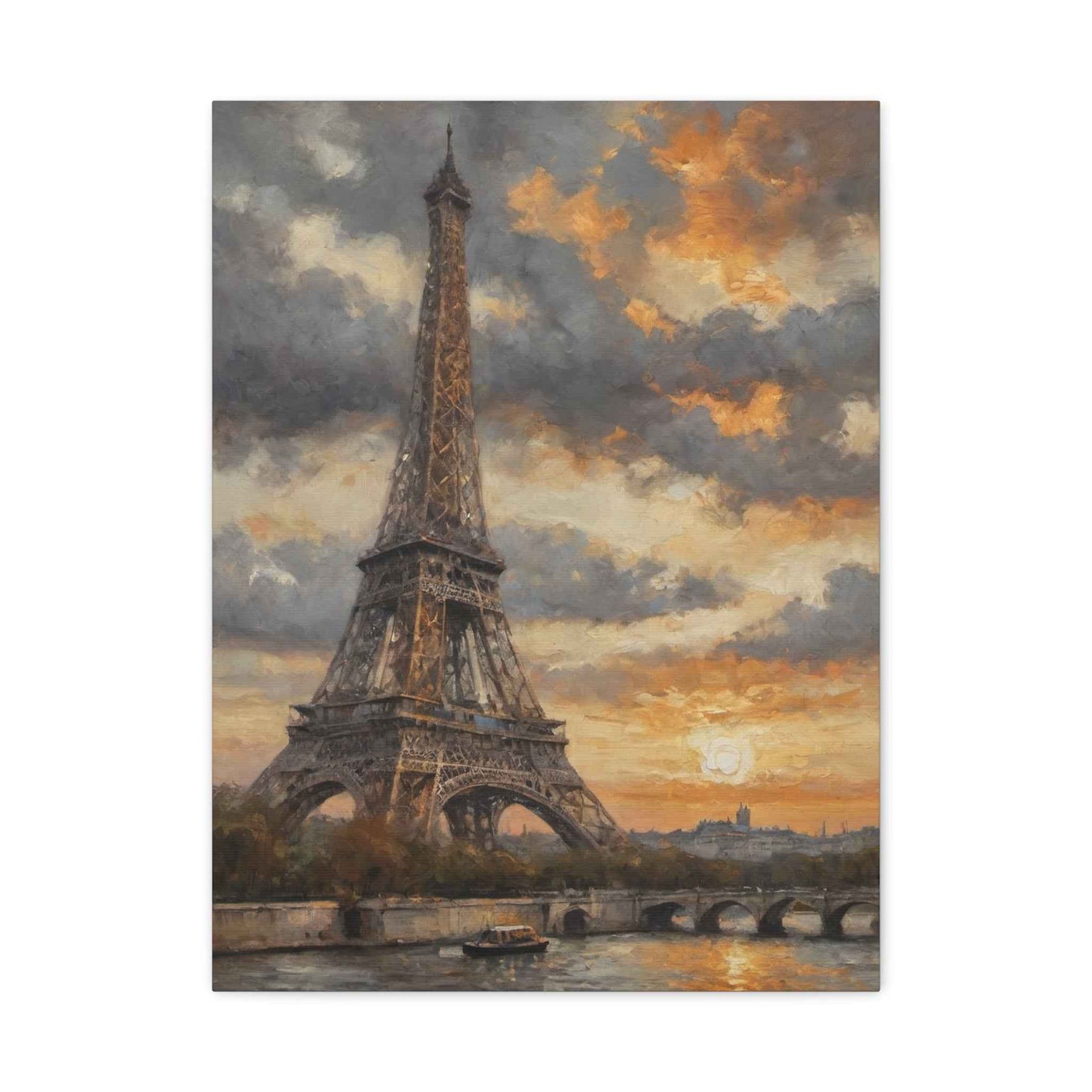 Eiffel Tower Sunset Canvas Print — Matte Stretched Wall Art - AquilVision