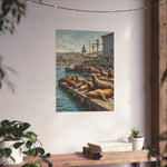 Sea Lion Harbor Matte Vertical Poster — Coastal Nautical Wall Art - AquilVision