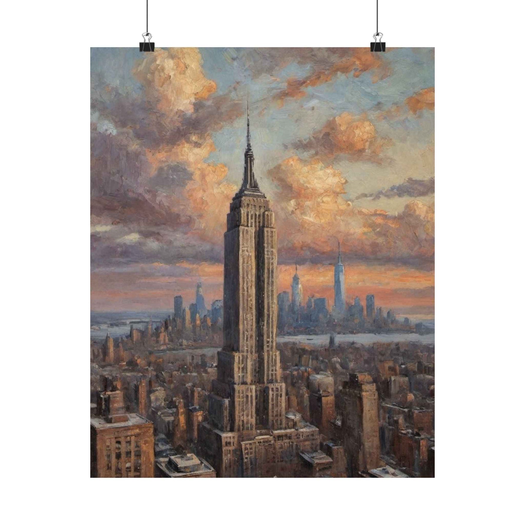 Empire State Sunset Poster — Matte Vertical NYC Skyline Art Print