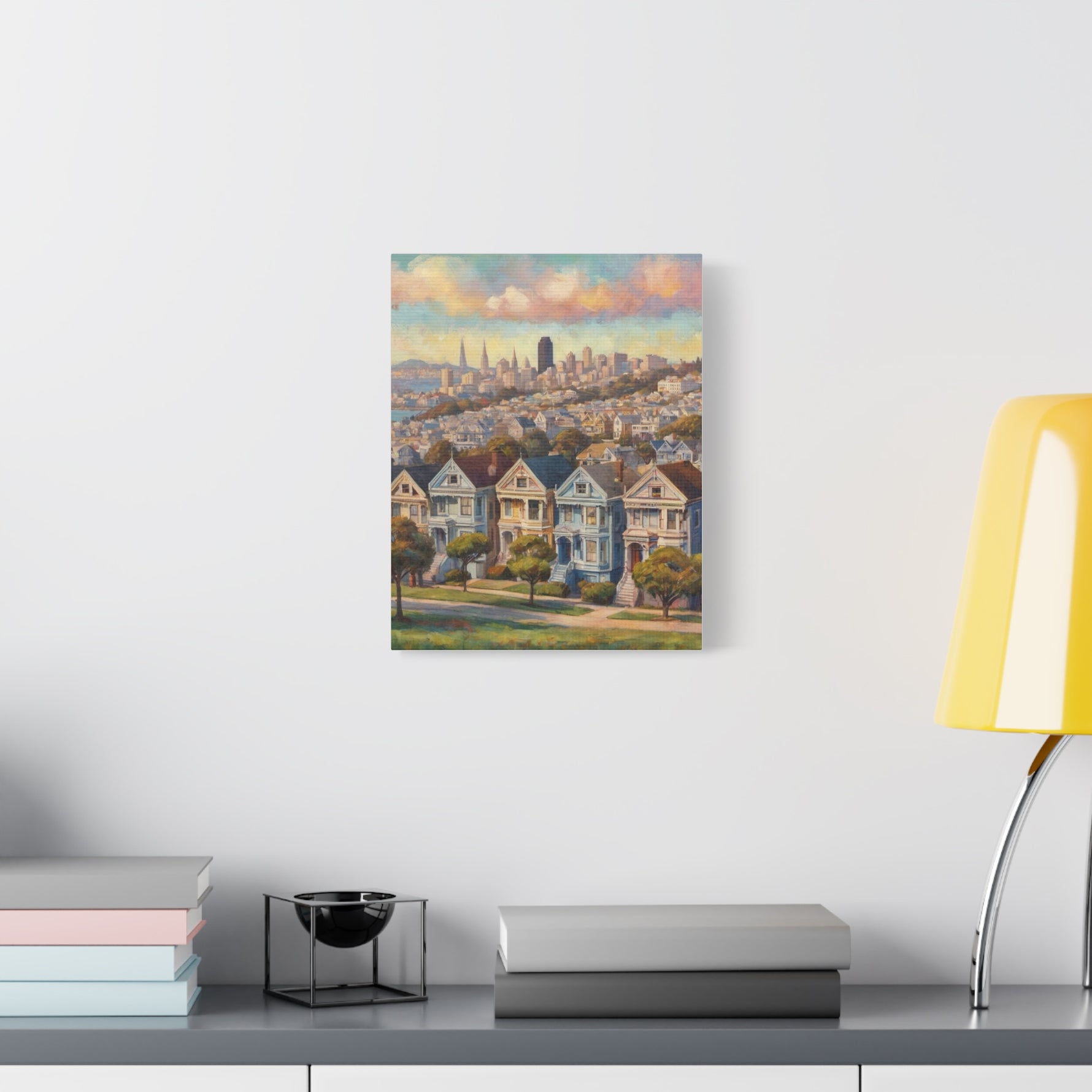 San Francisco Painted Skyline Canvas — Painted Ladies Wall Art (Matte Stretched) - AquilVision