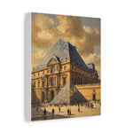 Louvre Pyramid Matte Stretched Canvas Print — Vintage Paris Architecture Wall Art - AquilVision