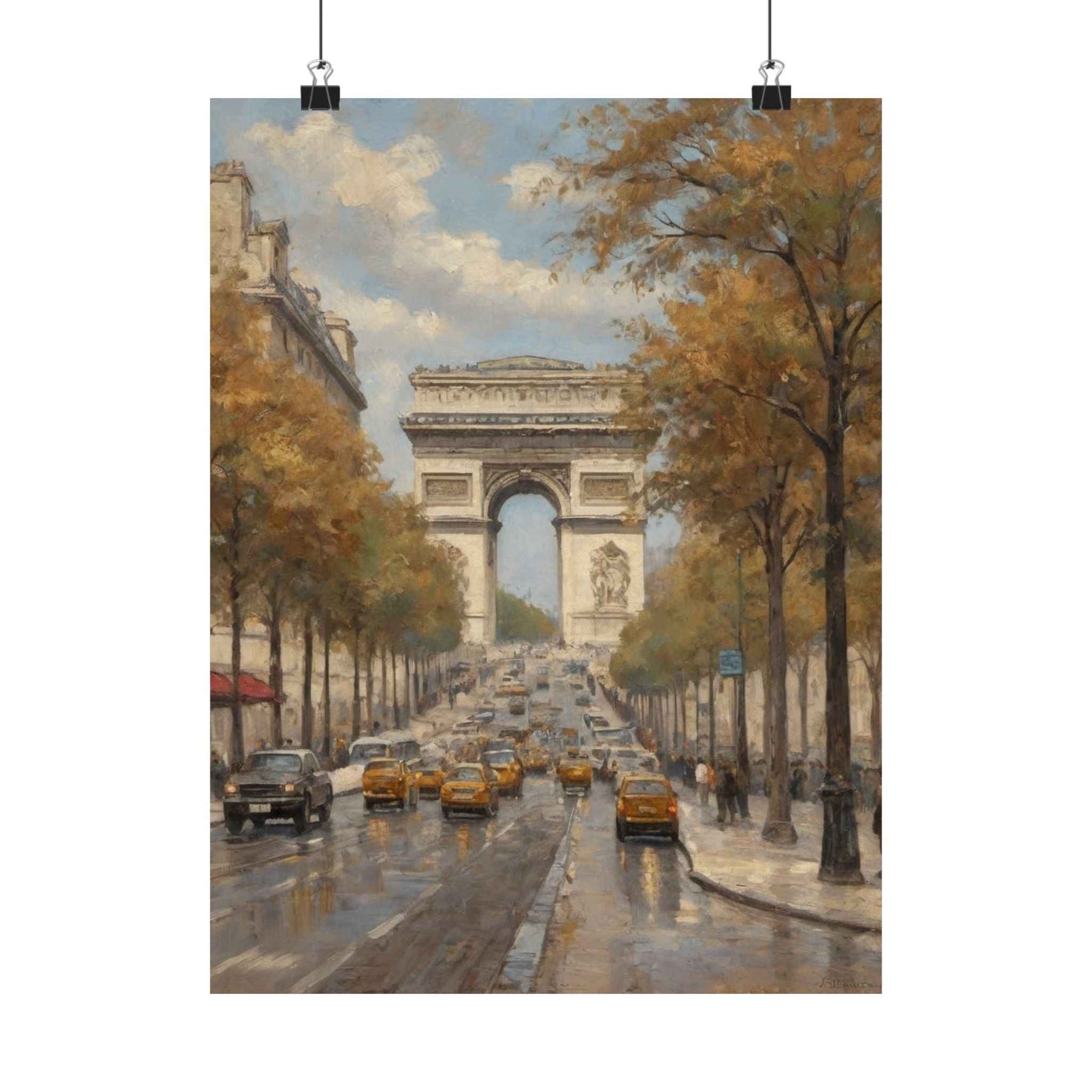 Paris Arc de Triomphe Poster — Autumn Boulevard Matte Vertical Art Print - AquilVision