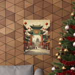 Chinese Street Archway Matte Poster — Vintage Pagoda Lantern Travel Art - AquilVision