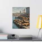 Sea Lion Harbor Matte Vertical Poster — Coastal Nautical Wall Art - AquilVision