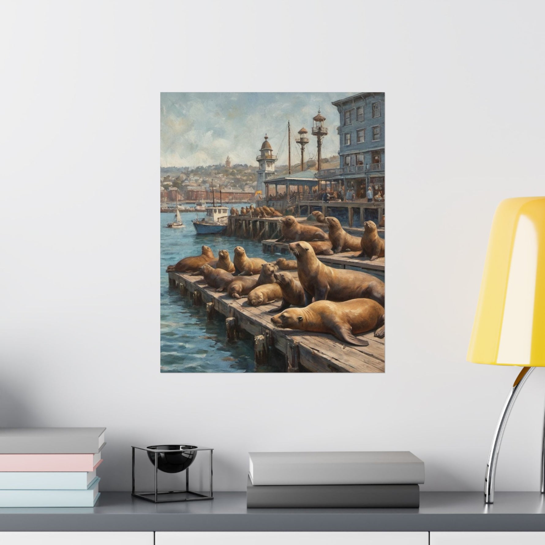 Sea Lion Harbor Matte Vertical Poster — Coastal Nautical Wall Art - AquilVision