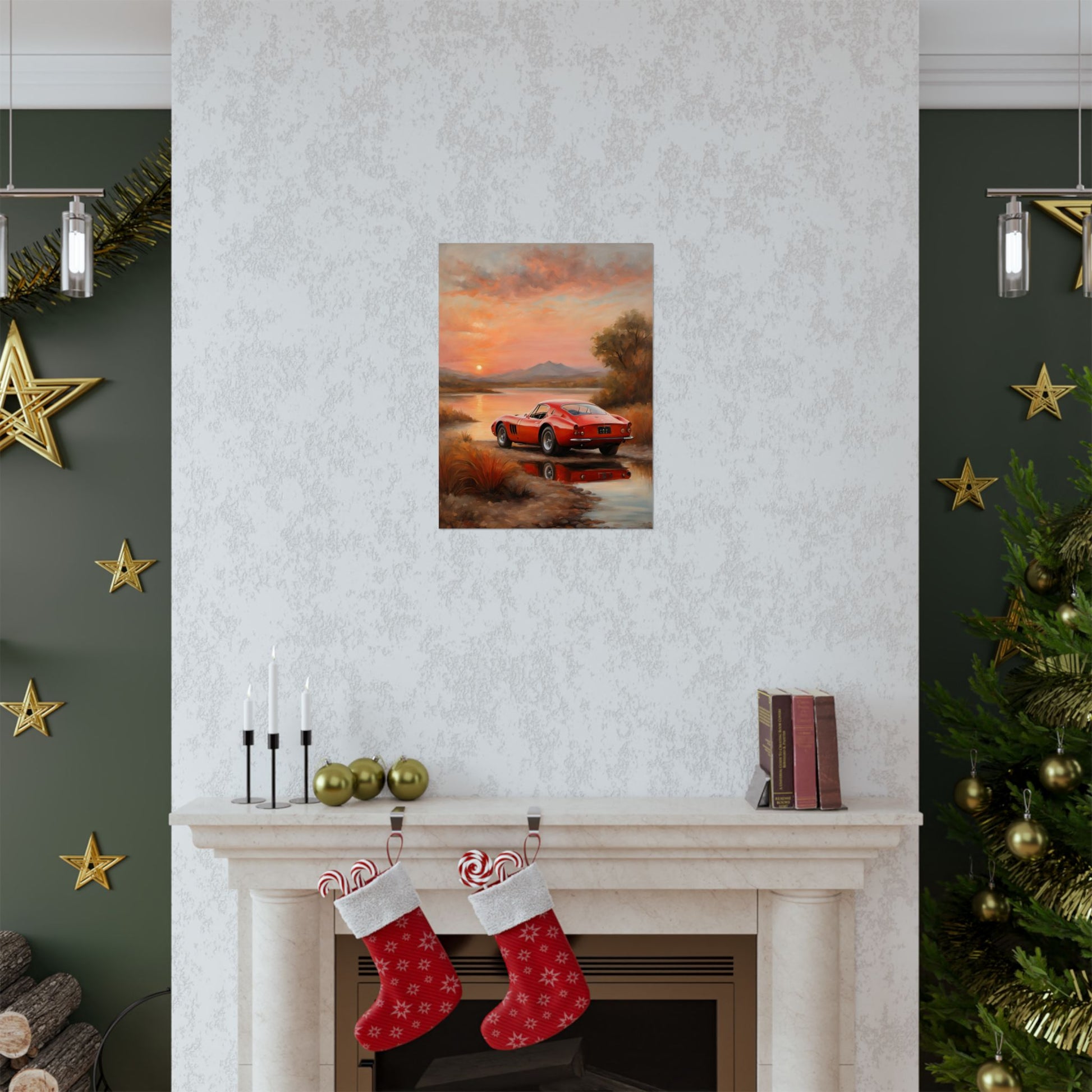 Scenic Car Wall Art, Vintage Car Poster, Automotive Decor, Nature Artwork, Gift for Him, Room Aesthetic, Classic Car Print Printify