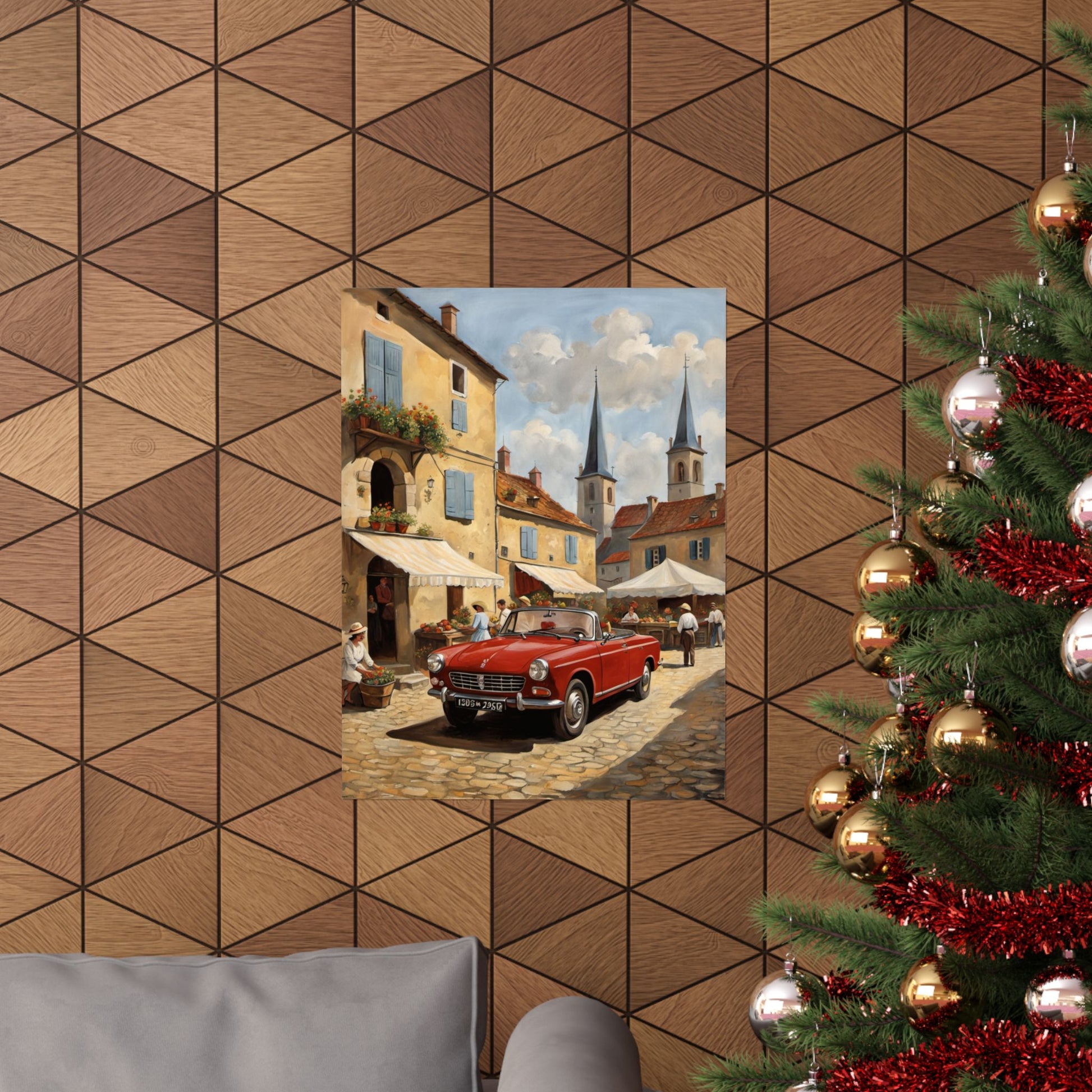 Charming Vintage Car Vertical Poster, French Village Decor, Nostalgic Wall Art, Home Gallery, Gift for Car Lovers, Unique Interior [...] Printify