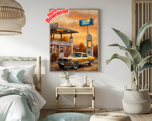 AquilVision Classic Fastback - Retro Gas Station Digital Art