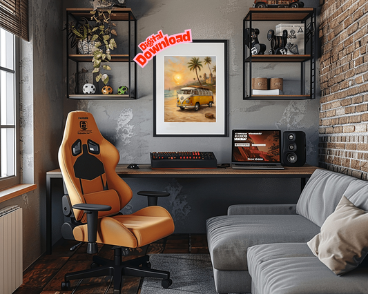 AquilVision Surf Van Oil Painting Print Digital Art - AquilVision