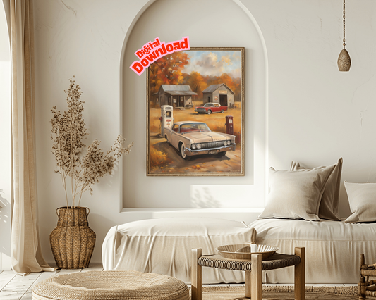 AquilVision Vintage Gas Station Artwork Digital Print AquilVision